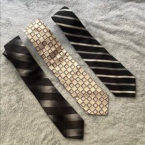 Set of 3 Patterned and Striped Ties, Kenneth Cole, Bachrach, and Joseph & Feiss